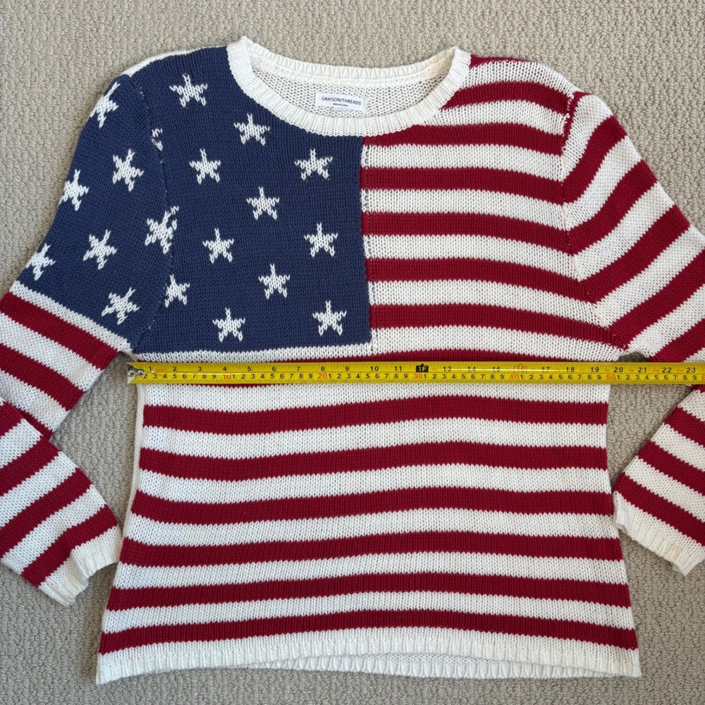 Grayson Threads American Flag Sweater | Womens Large, Patriotic Stars Stripes - Picture 10 of 16